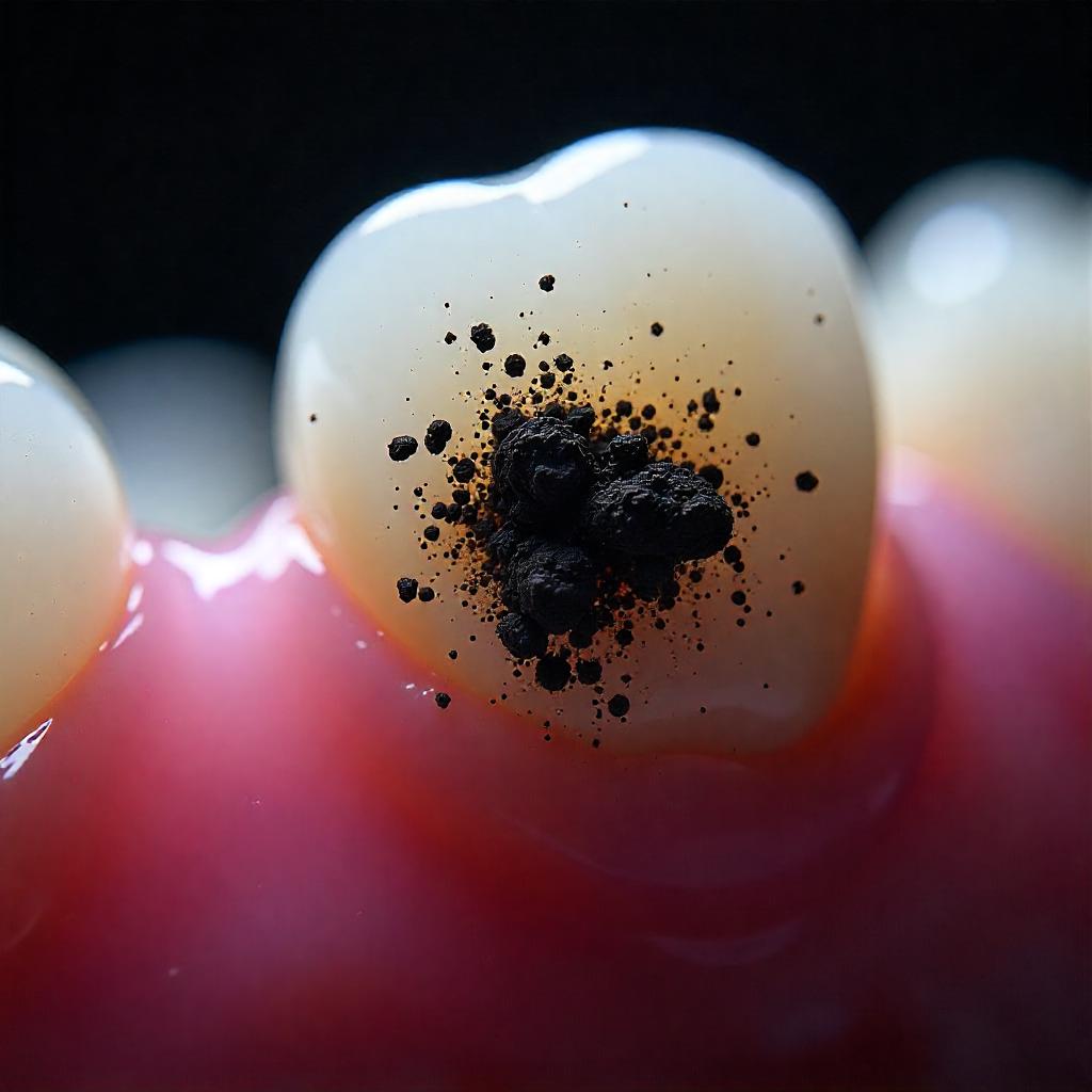 Activated charcoal teeth whitening on tooth enamel
